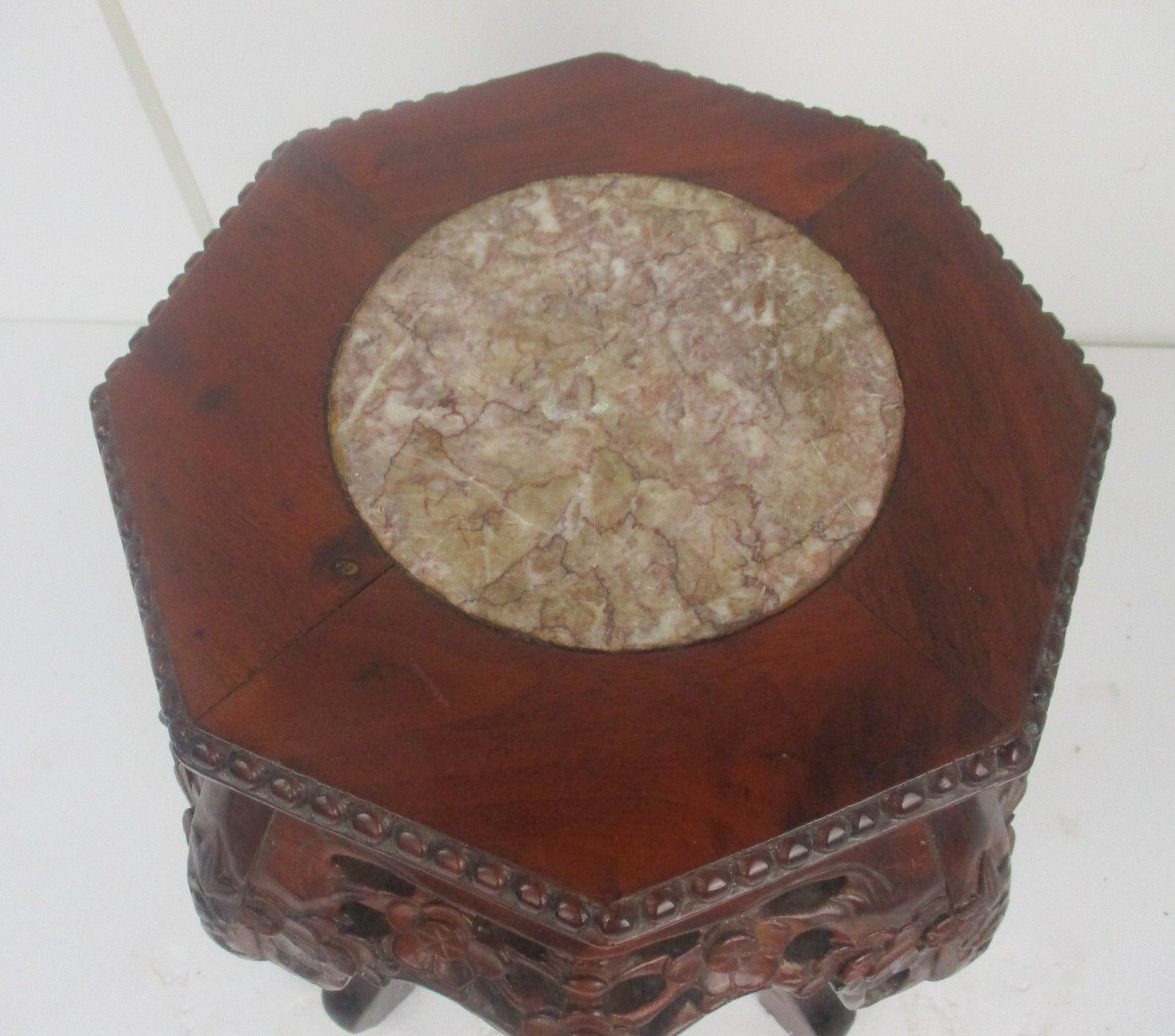 Hand Carved Wooden Chinese Marble Top Hall Console Table Pedestal Bonsai Stand photo buy