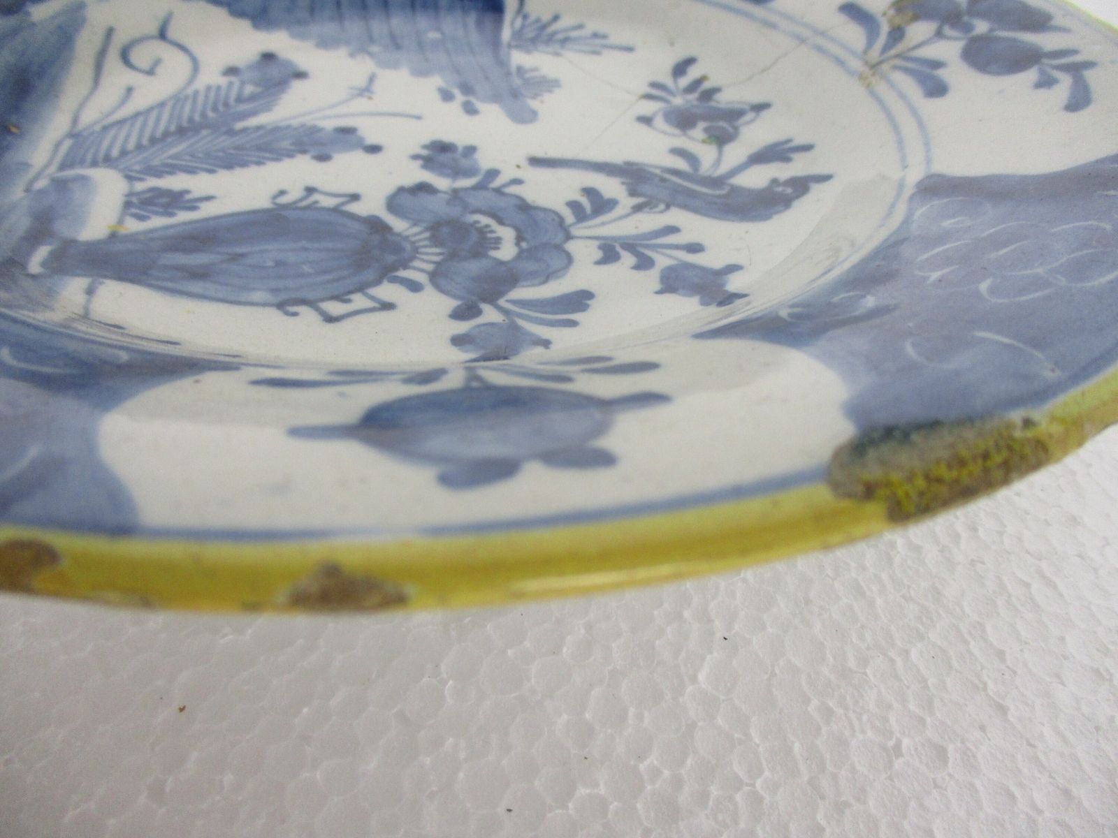 19th Century Delft Wall Hanging Charger Plate Blue White Antique Flower Pattern photo buy