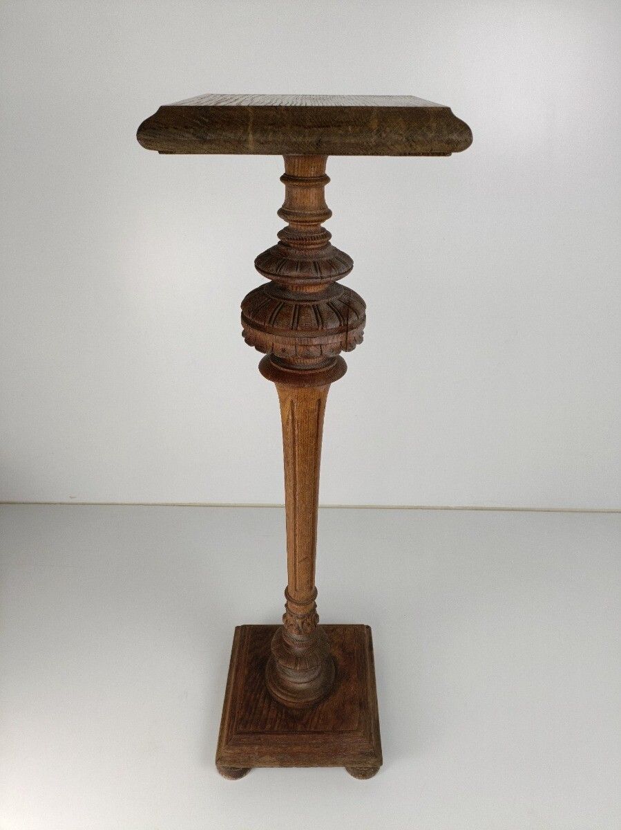 Xl Vintage Hand Carved Wooden Pedestal Ornate Plant Bonsai Stand Side Table Barn photo furniture