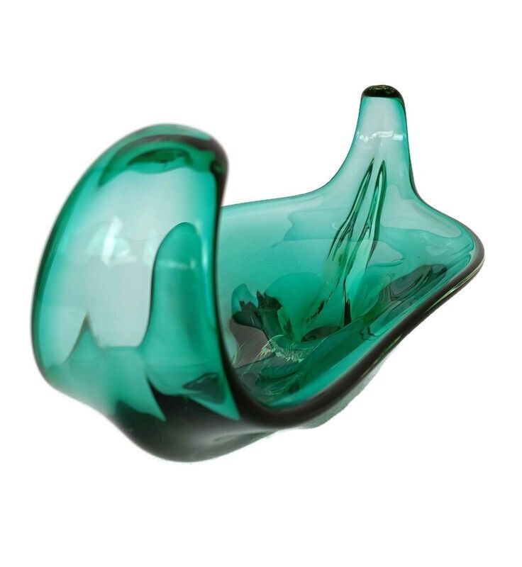 Italian Large Green Bowl Dish Centerpiece Murano Seguso Art Glass Stunning Wow
