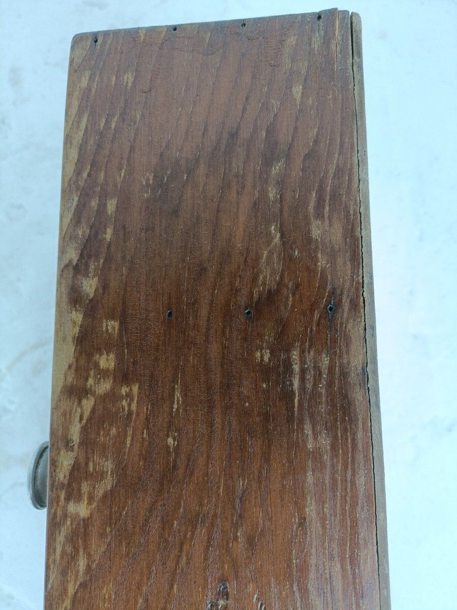 photo for sale Small Antique Medicine Apothecary Cabinet Beveled Glass Wood Hanging Kitchen Bat