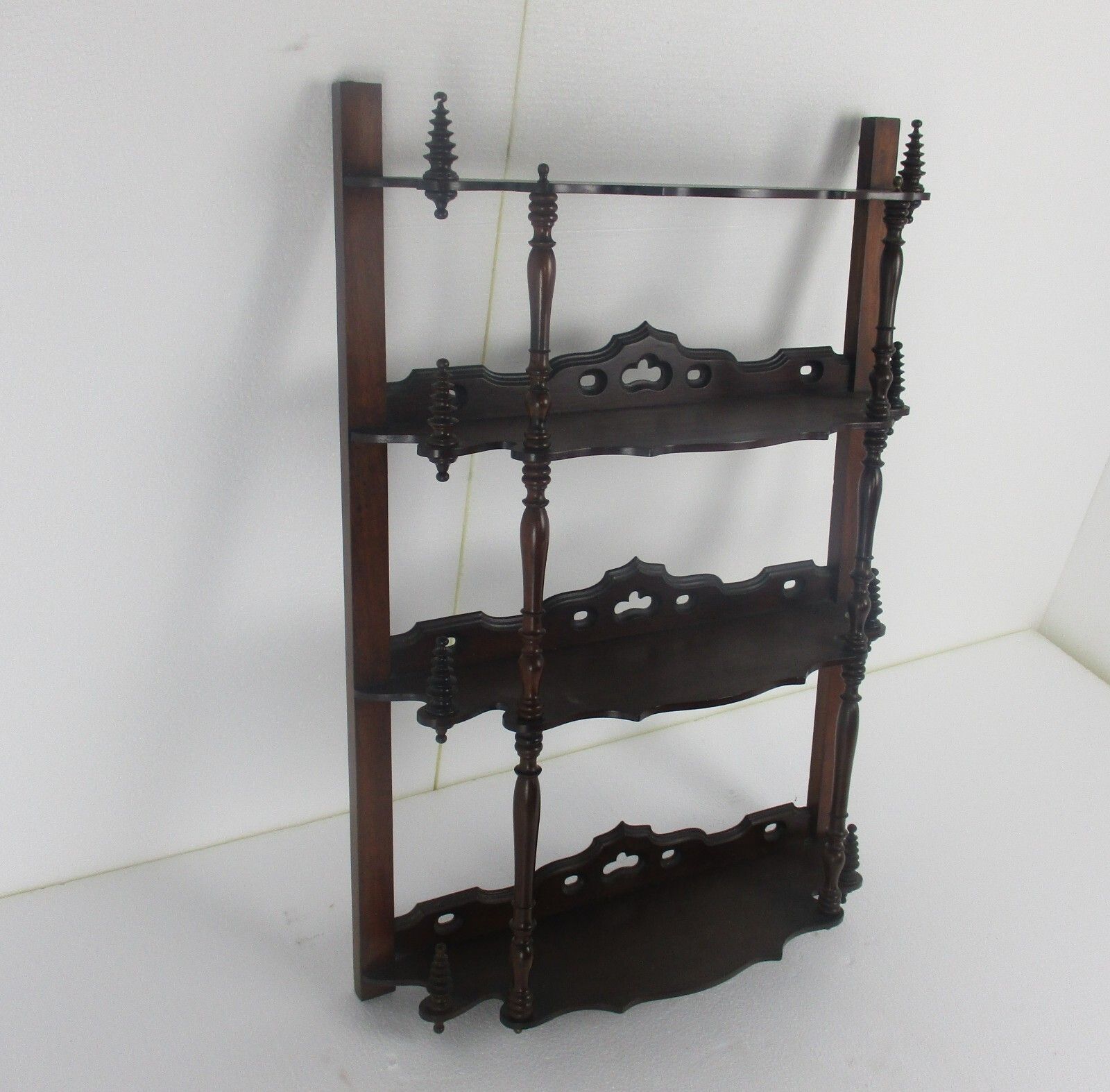 Edwardian Shelf Cabinet Bobbin Spindles Standing And Hanging Wood Gorgeous Htf photo for sale