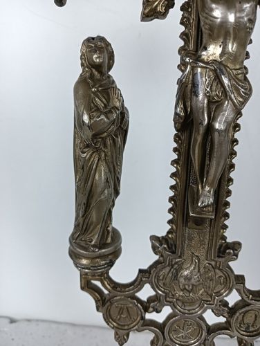 photo furniture Standing Spelter Crucifix Cross Saint John Saint Mary Magdalene Golgotha Apostl
