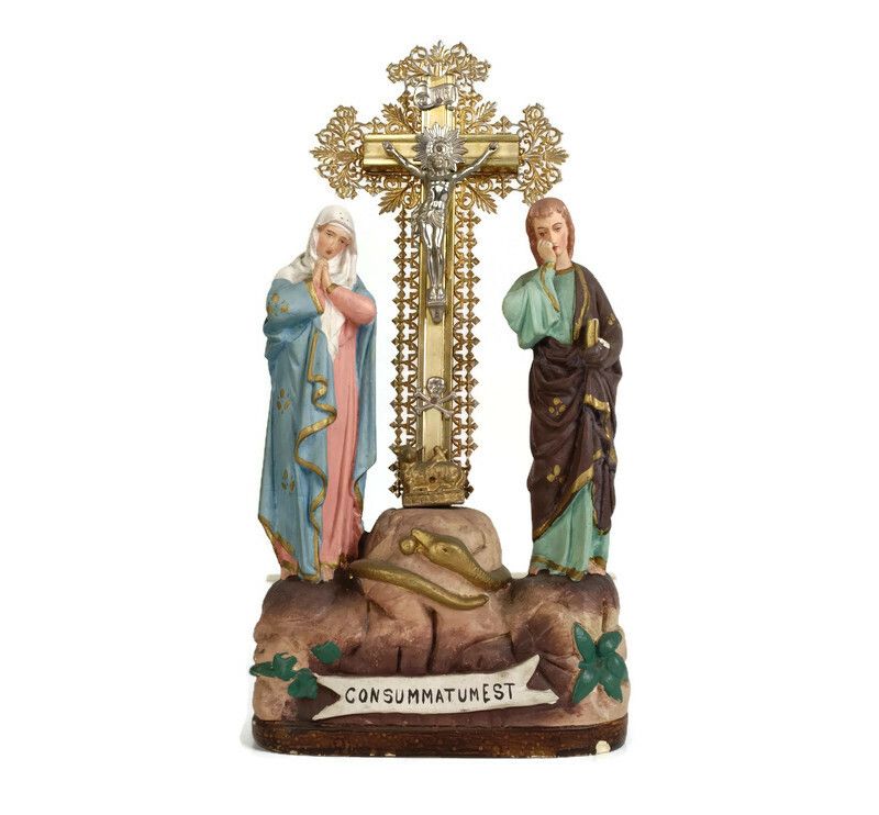 Calvary Crucifix Christ Crucifixion Mary Magdalene St John Consummatum  Est Plas