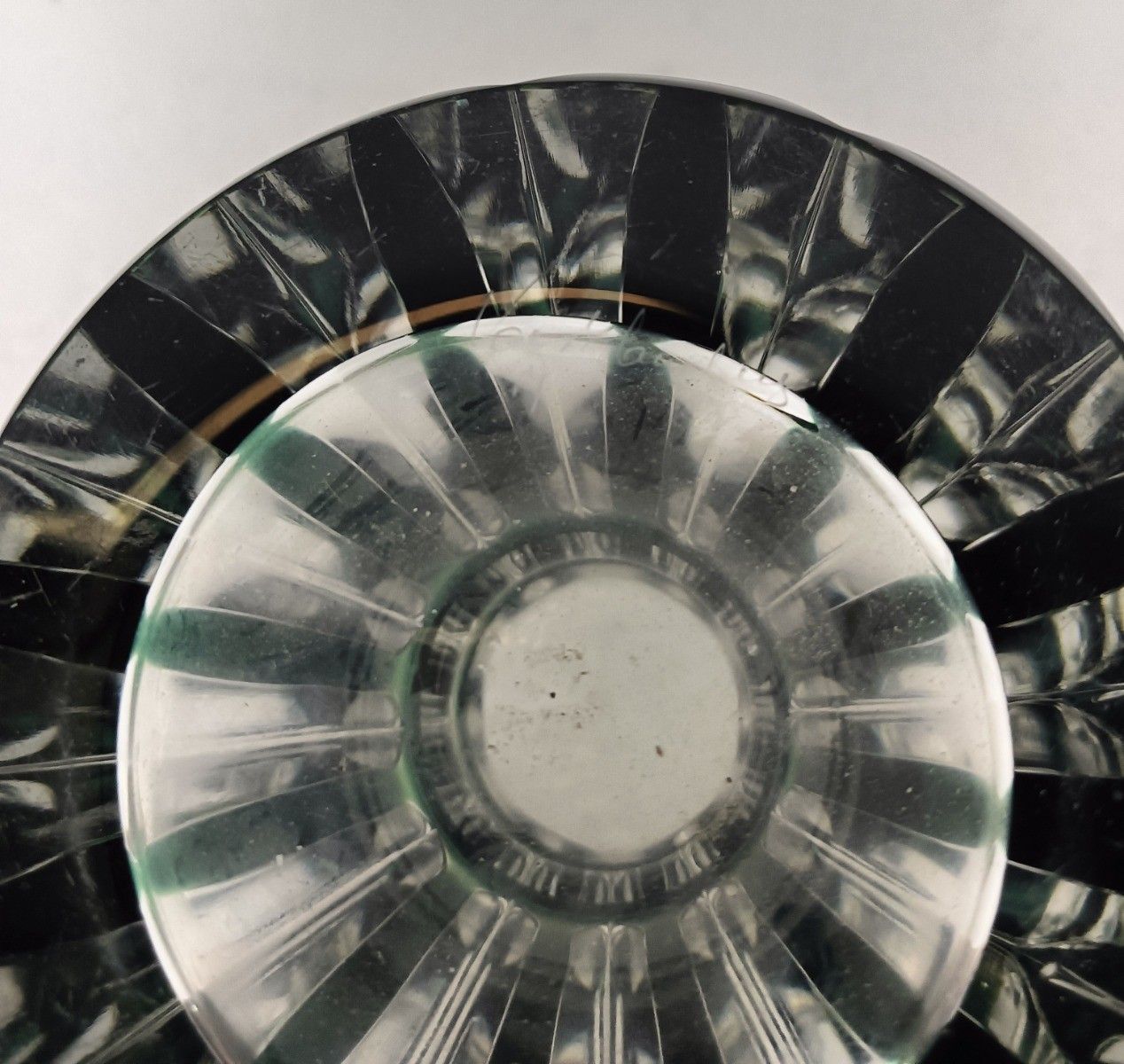 Green Clear To  Cut Vase Vintage Crystal Vase Val St Lambert Belgium Marked photo 182.0