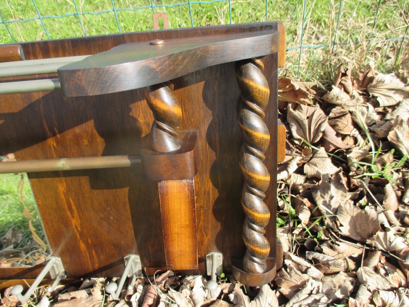Gorgeous Antique Hand Carved Wood Coat Hat Rack Barley Twist Brushes photo 226.0