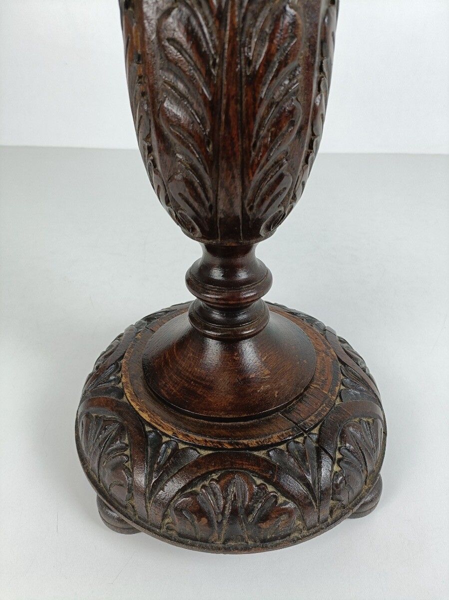 Ornate Hand Carved Wooden Pedestal Siede Table Two Tier Bonsai Plant Stand Barn photo 174.0
