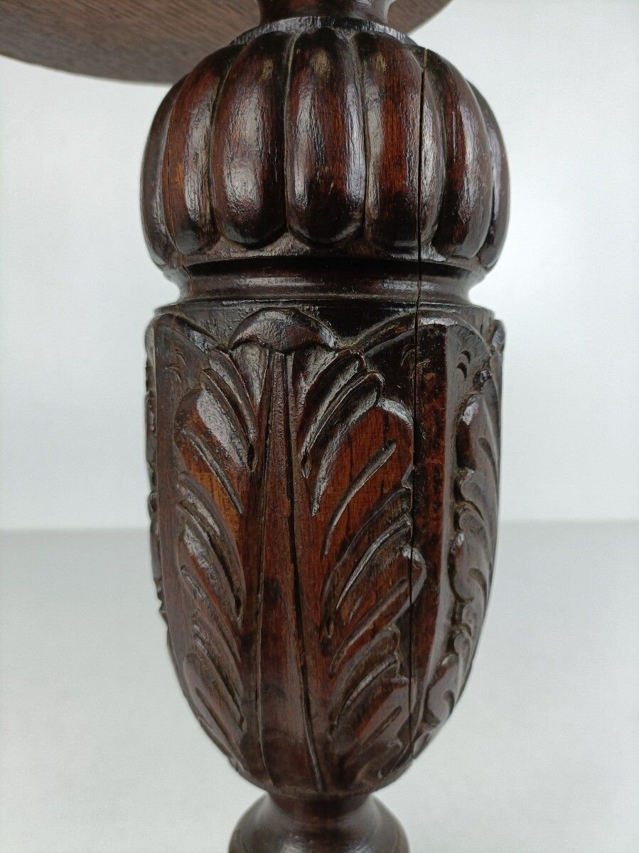 photo furniture Ornate Hand Carved Wooden Pedestal Siede Table Two Tier Bonsai Plant Stand Barn
