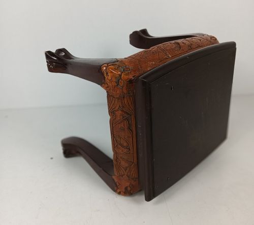 Hand Carved Wooden Chinese Hall Console Table Pedestal Bonsai Stand Low Dragon photo vintage