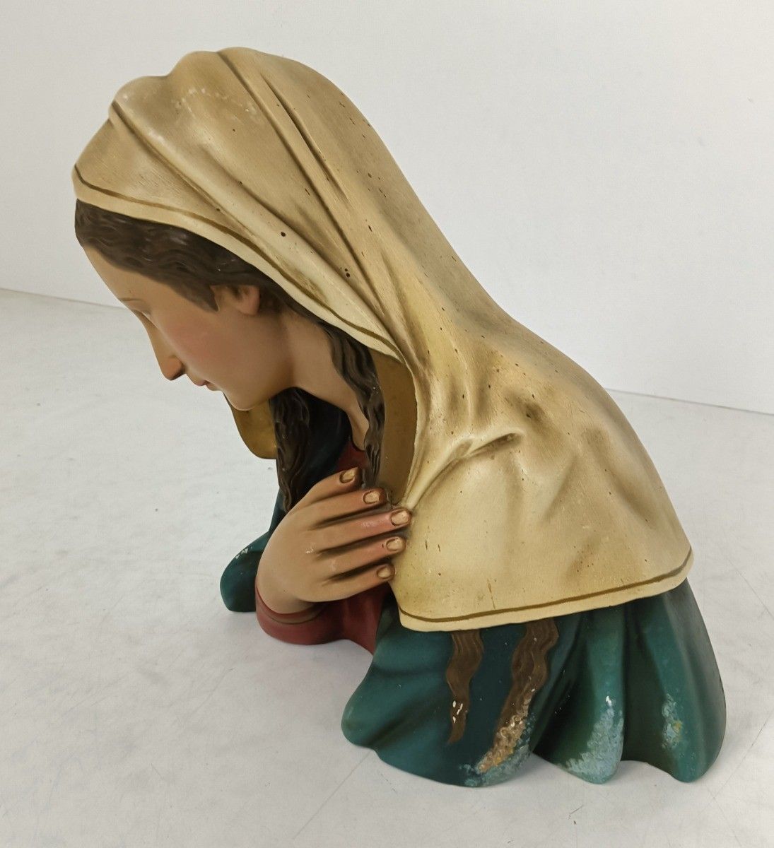 Virgin Mary Madonna Blessed Virgin Plaster Statue Bust Plaster Art Deco 1920s An photo vinterior