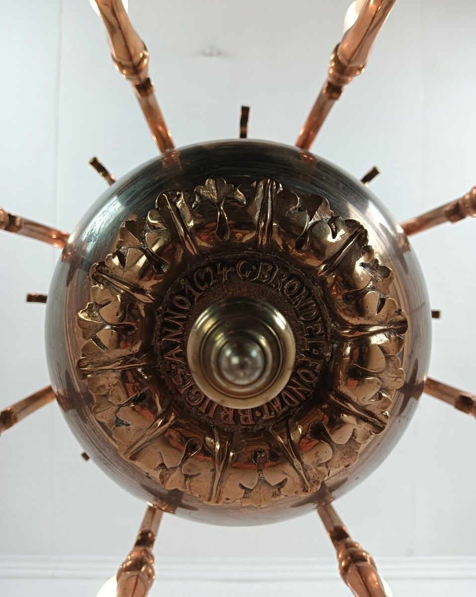 Antique Flemish Chandelier Bronze Signed Cast By  Brondel Bruges Stunning Piece photo furniture