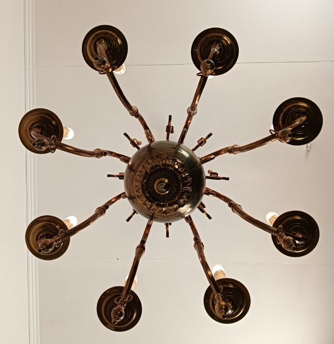 photo furniture Antique Flemish Chandelier Bronze Signed Cast By  Brondel Bruges Stunning Piece