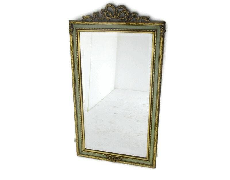 Maison Deknudt Ornate Mirror  Gold Gilded  Blue Ornate Hollywood Regency Rococo