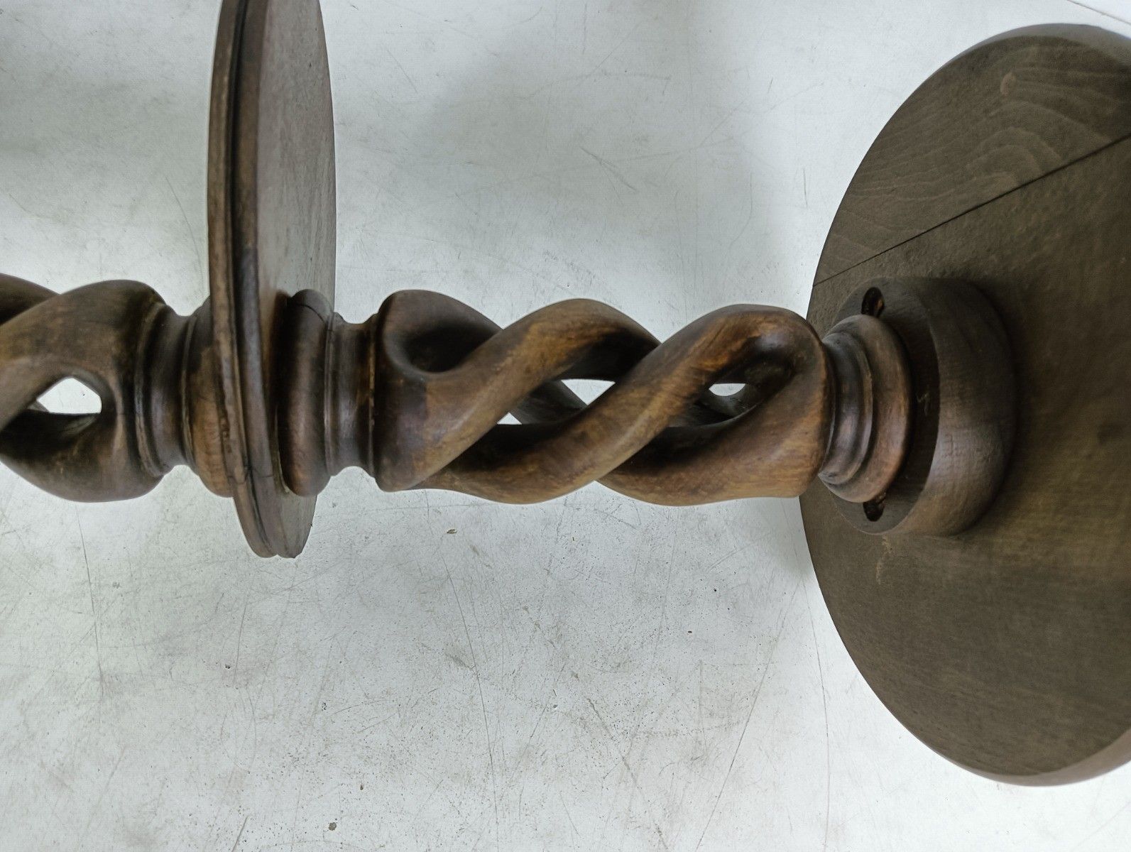 Open Barley Twist Carved Wooden Pedestal Plant Stand Two Tier Side Table Beautif photo vintage