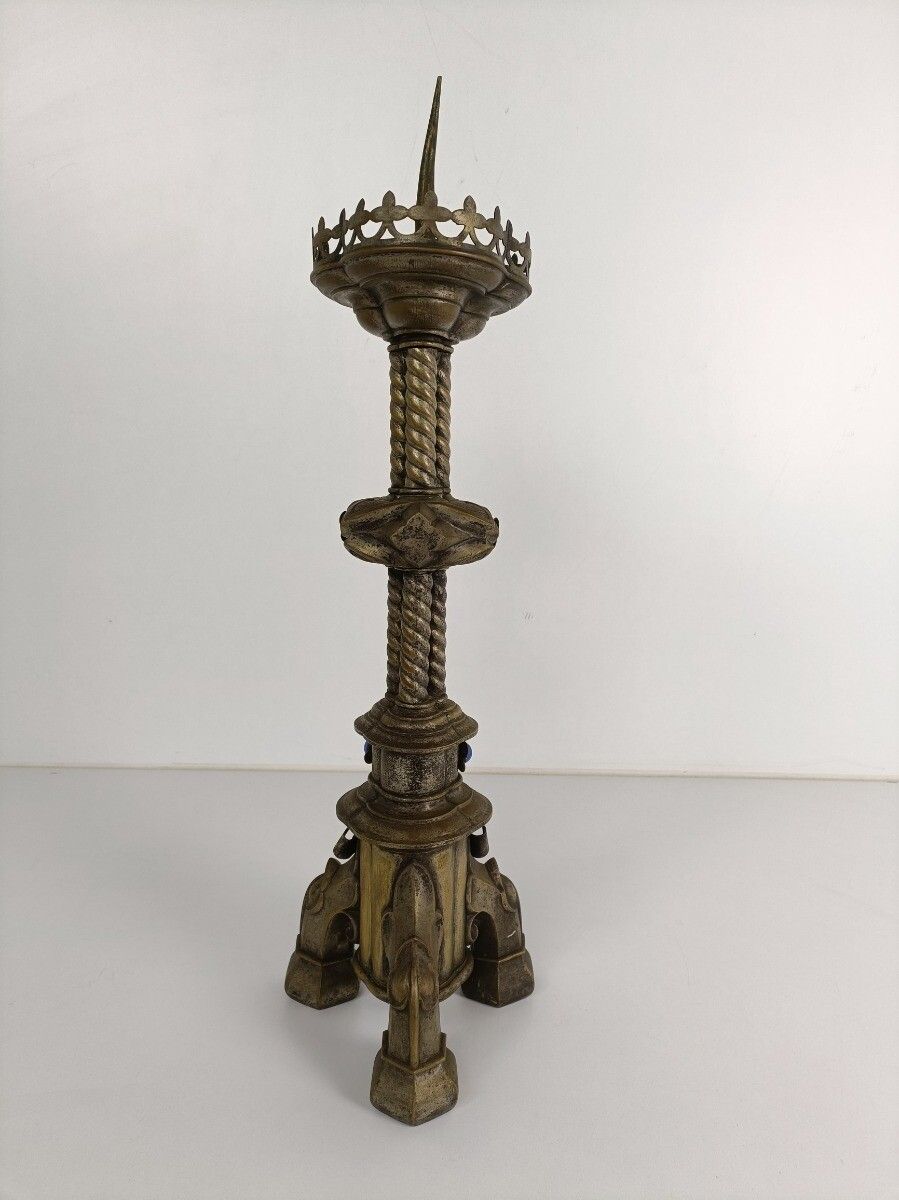 Antique Brass Ornate Candle Holder Candle Stick Large  1800s  Gothic photo 323.0