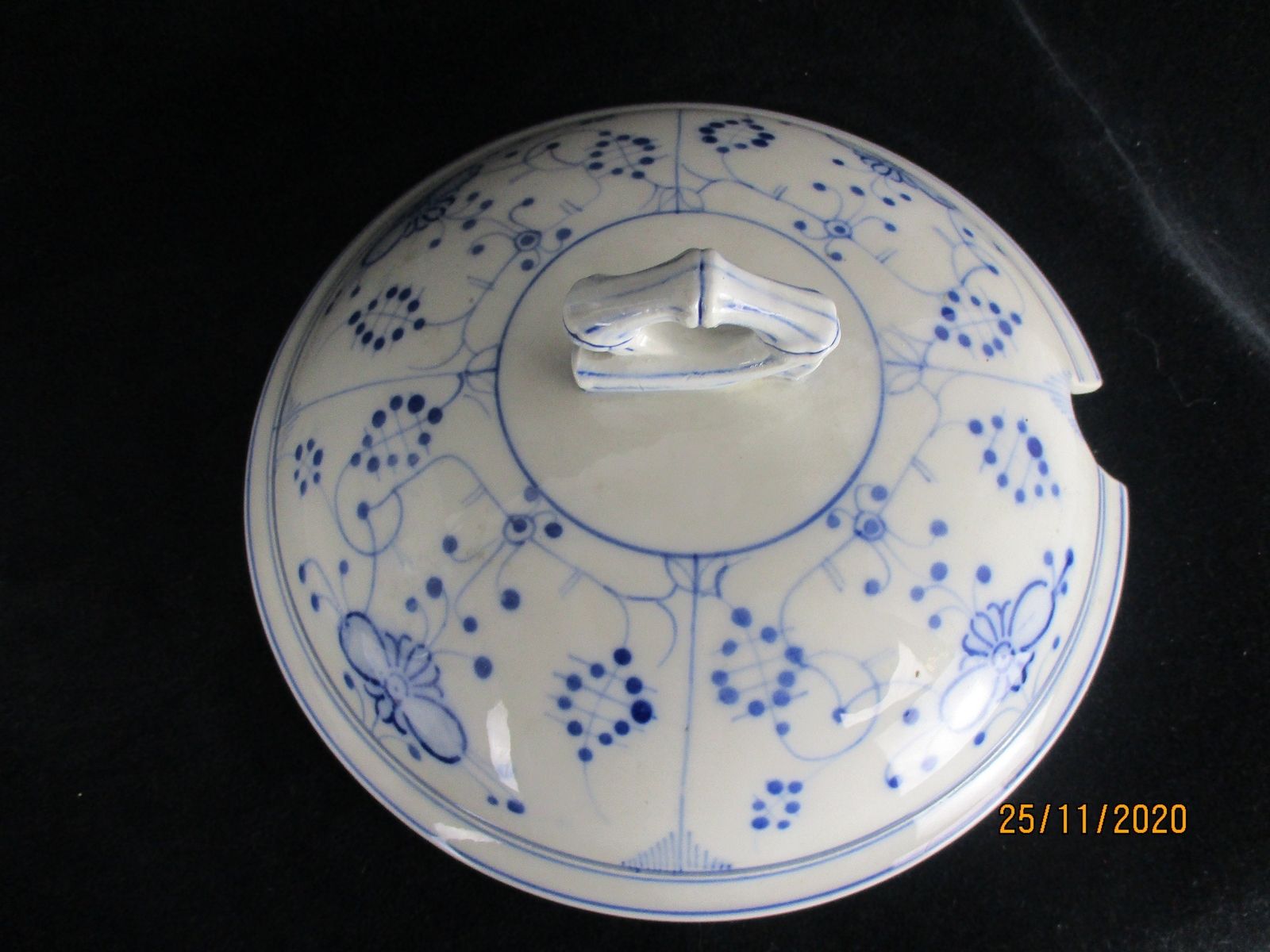 Antique Royal Copenhagen Blue Fluted Soup Tureen Dish Marked Sarreguemines 1875 photo 303.0