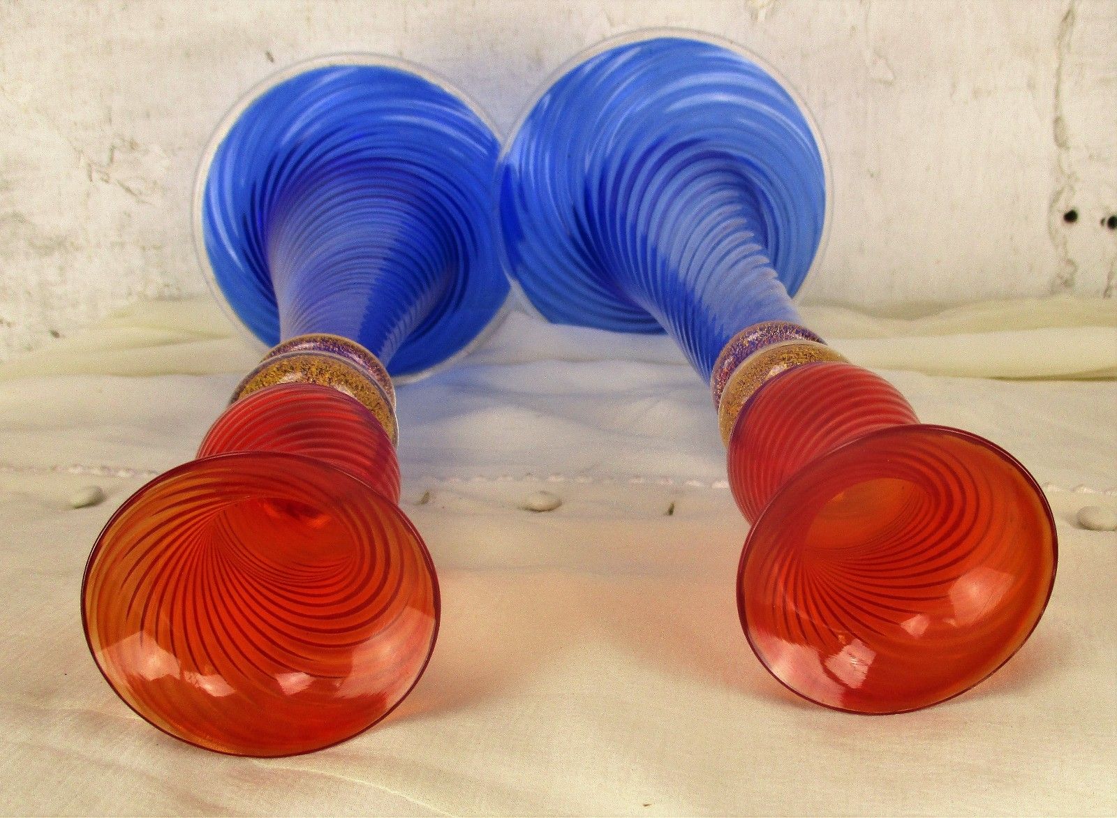 Pair Swirled Candlesticks Candle Holders Seguso For Vetri D'arte Art Glass  Htf photo vintage