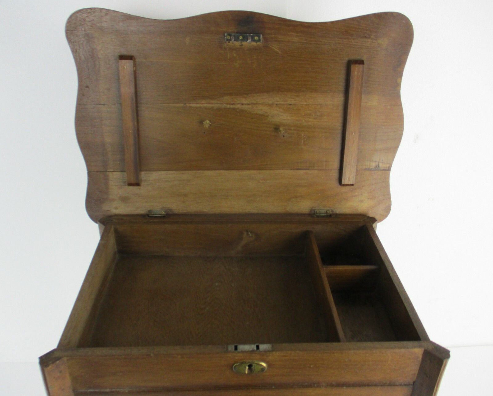 Antique Art Nouveau Wood Sewing Quilting Box Table Cabinet Two Tier  Gorgeous photo vinterior