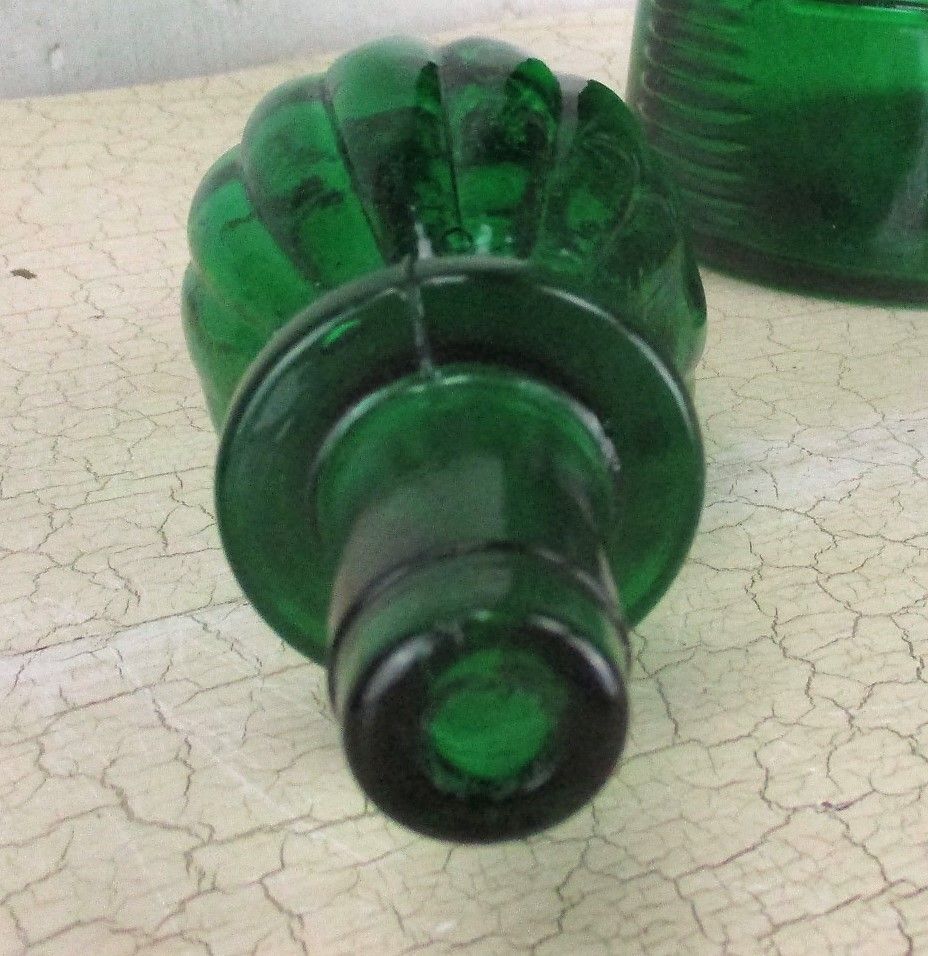 Xl Vintage Retro Art Glass Tall Bottle Vase Green Funky photo 182.0