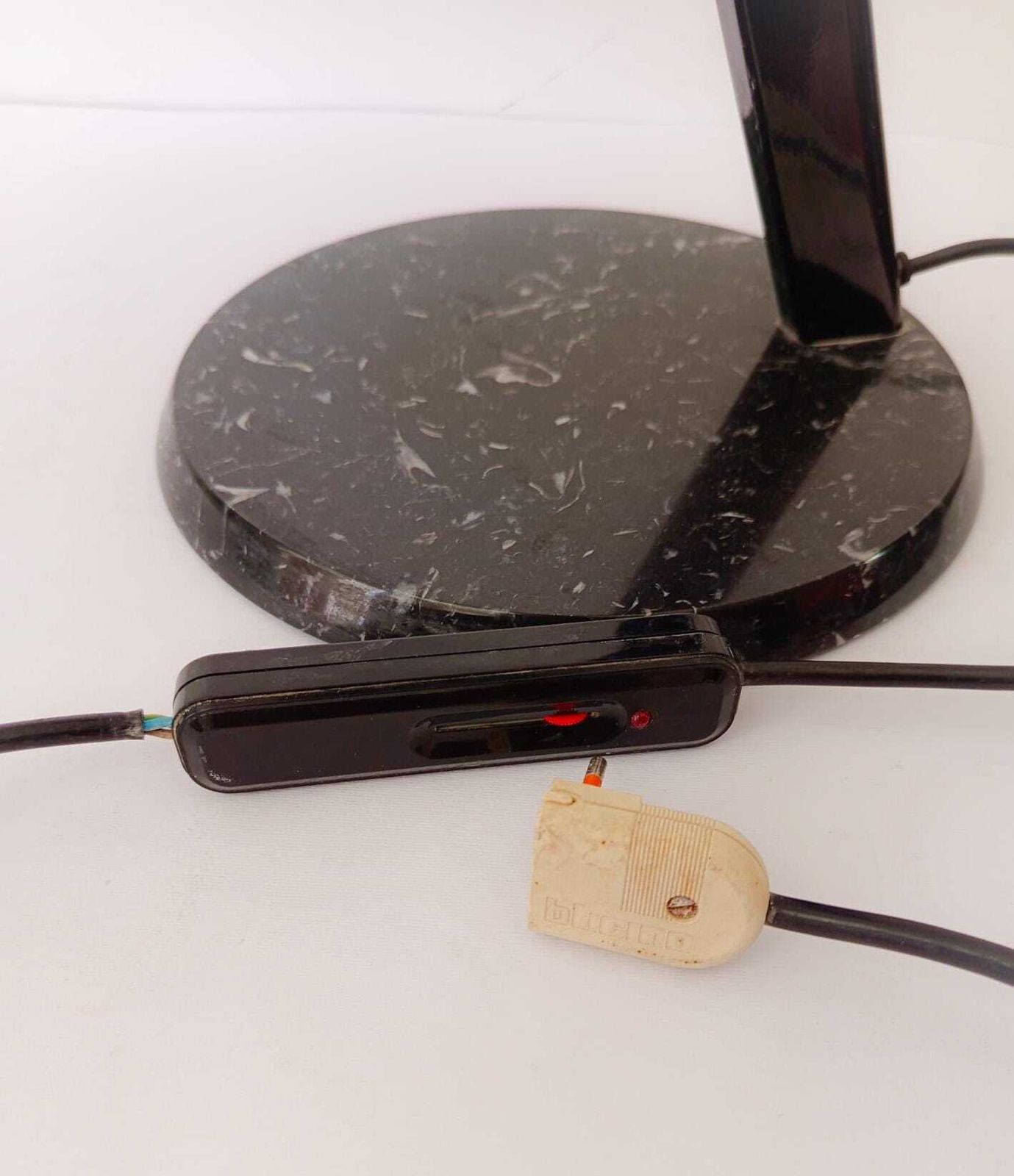 photo for sale Rare Perla Vintage Desk Lamp, Designed By Bruno Gecchelin For Oluce, Marble And Glass