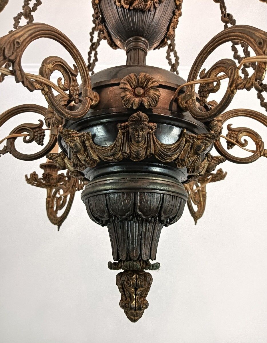 photo furniture Stunning Chandelier Antique Art Nouveau French Cariatides Snake Guirlandes 6 Lig