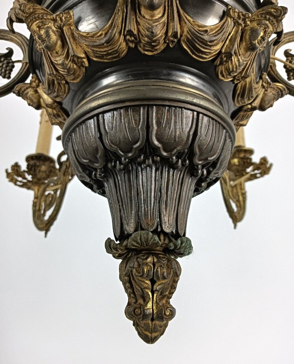 Lighting Stunning Chandelier Antique Art Nouveau French Cariatides Snake Guirlandes 6 Lig photo