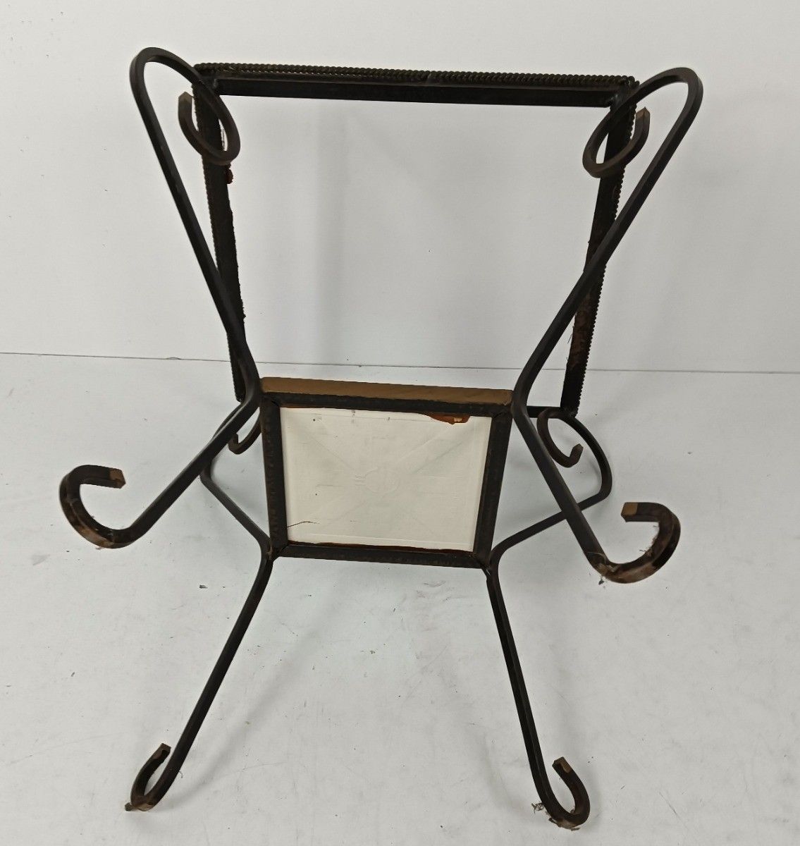 Vintage Side Table Plant Stand Mosaic Tiles Wrought Iron Hunt Horses  Retro photo buy