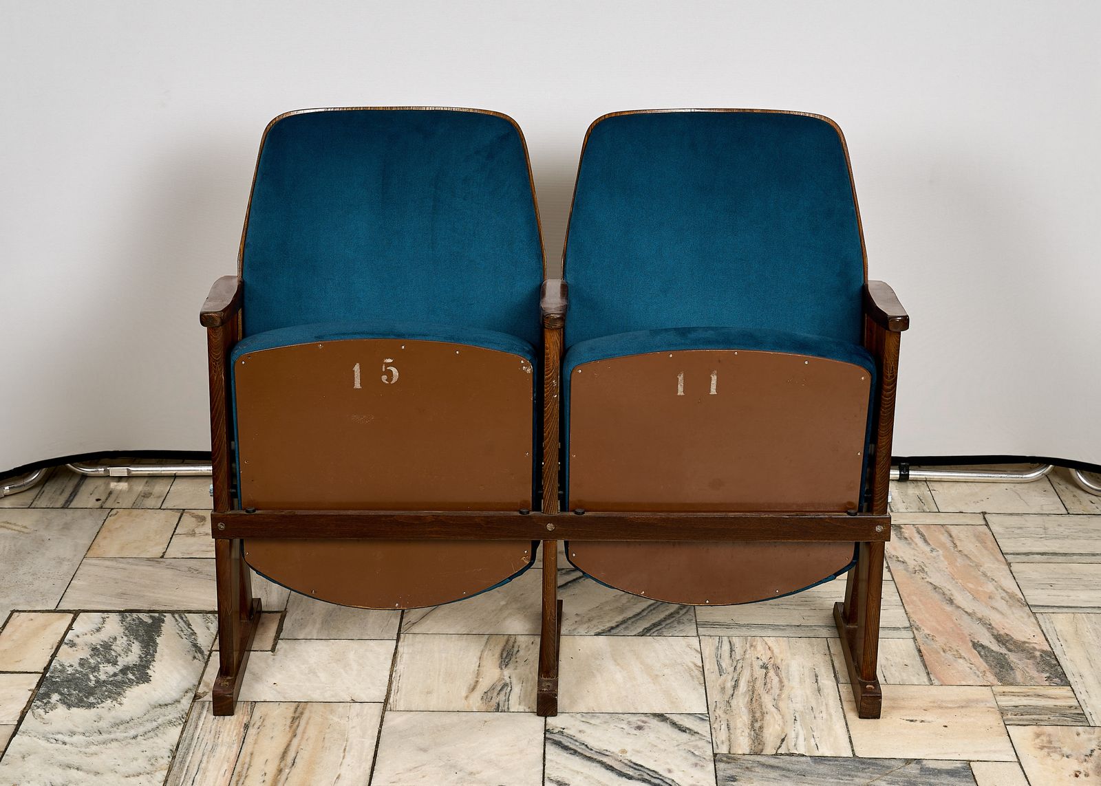 Folding 2 Seater Cinema Armchairs Czechoslovakia 1970s photo furniture