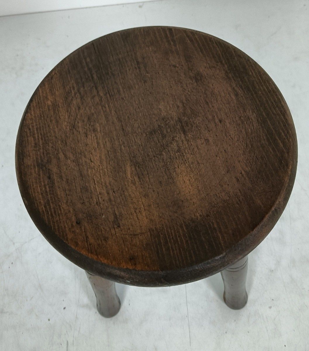 Small Antique Milking Stool Carved Wood Plant Stand Bonsai Table Barn Style photo vintage