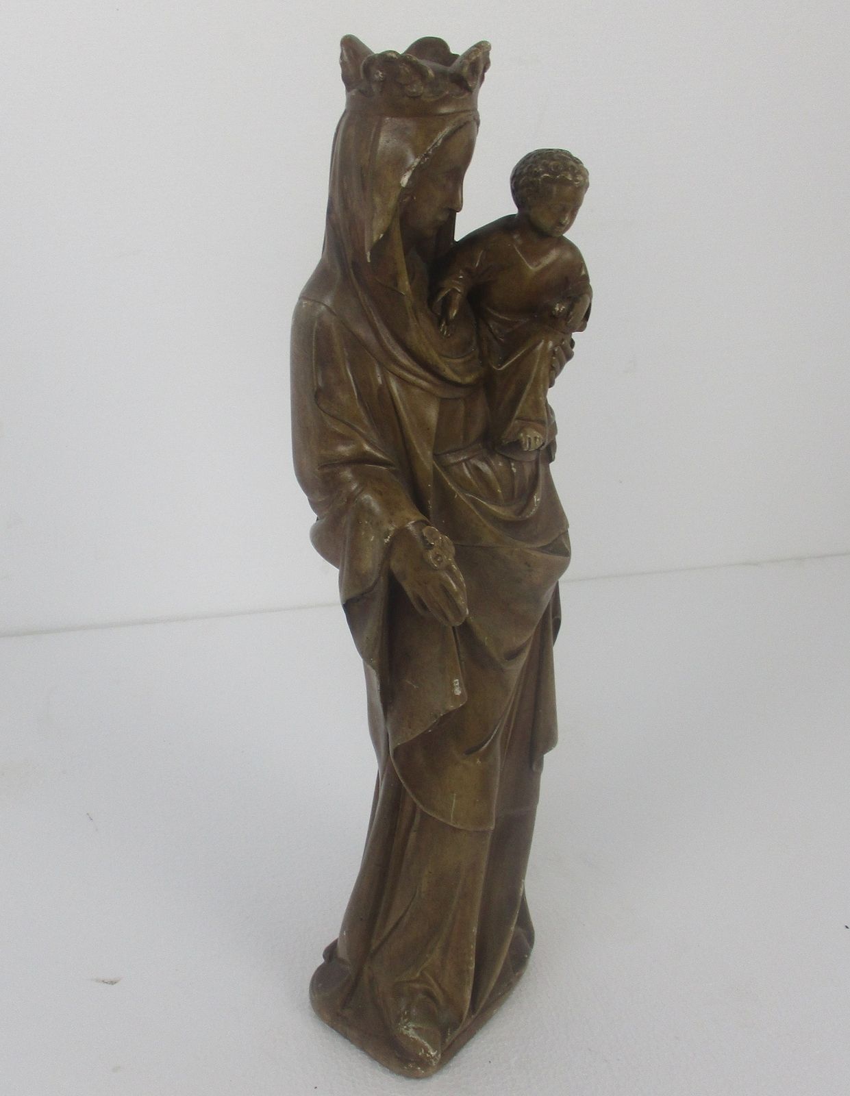 Statue Virgin Mary Our Lady Madonna With Infant Jesus Large Plaster 20.86&Quot photo vinterior