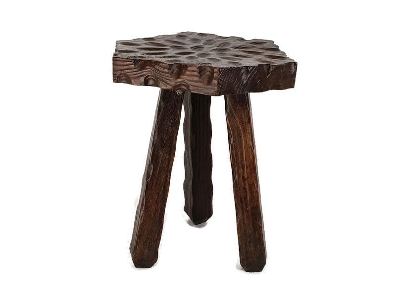 Spanish Tripod Side Display Wine Milking Stool Table Pedestal Plant Bonsai Stand