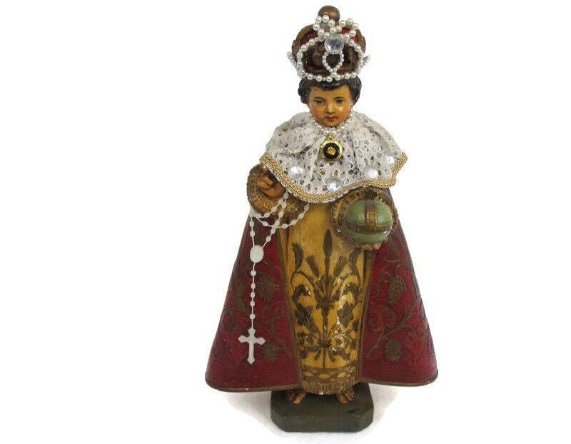 Statue Infant Of Prague Infant Jesus Santo Nino Plaster Chapel Collector Wow Fab
