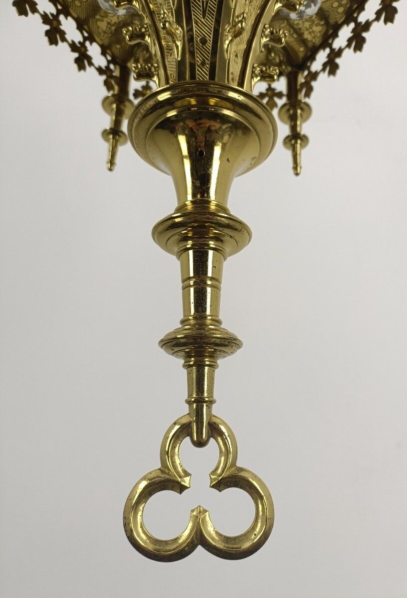 Impressive Neo Gothic Bronze Gold Gilded Chandelier Castle Joseph Wilmotte Golds photo Lighting