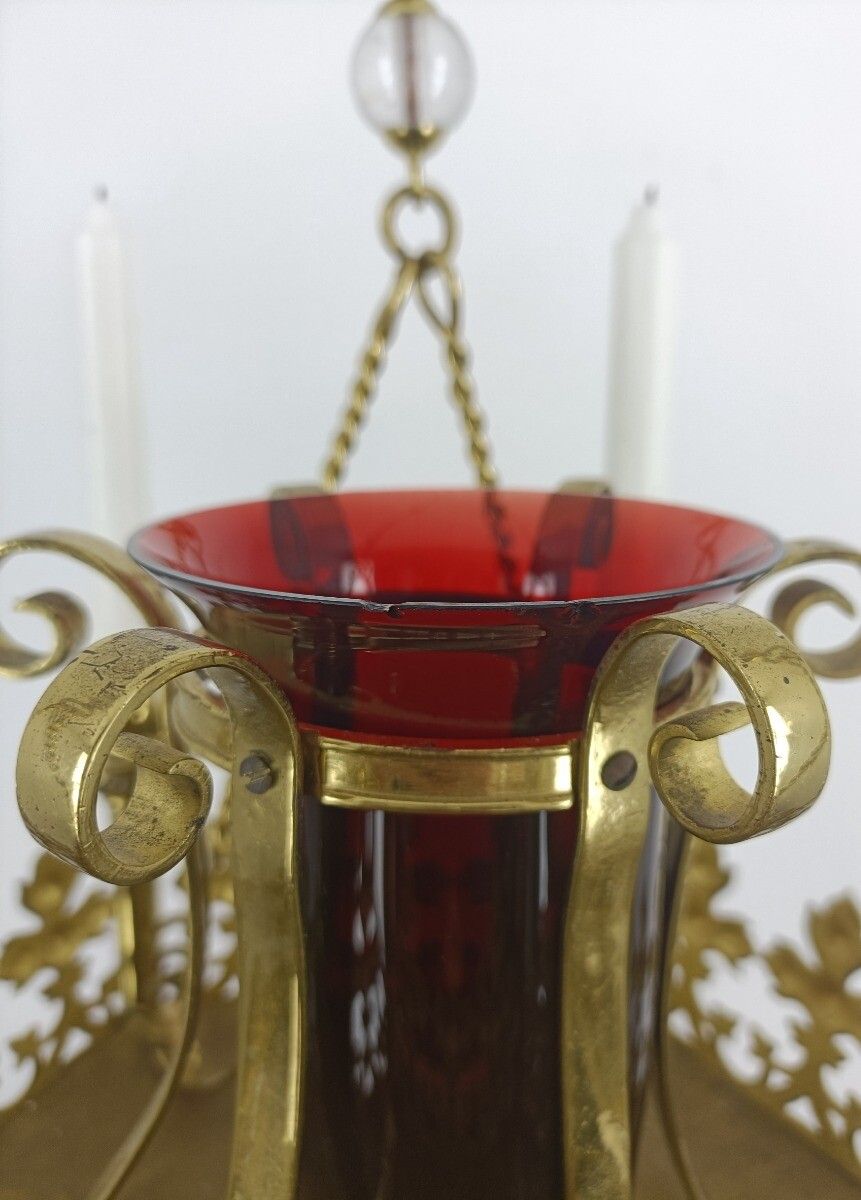 Lighting Impressive Neo Gothic Bronze Gold Gilded Chandelier Castle Joseph Wilmotte Golds photo
