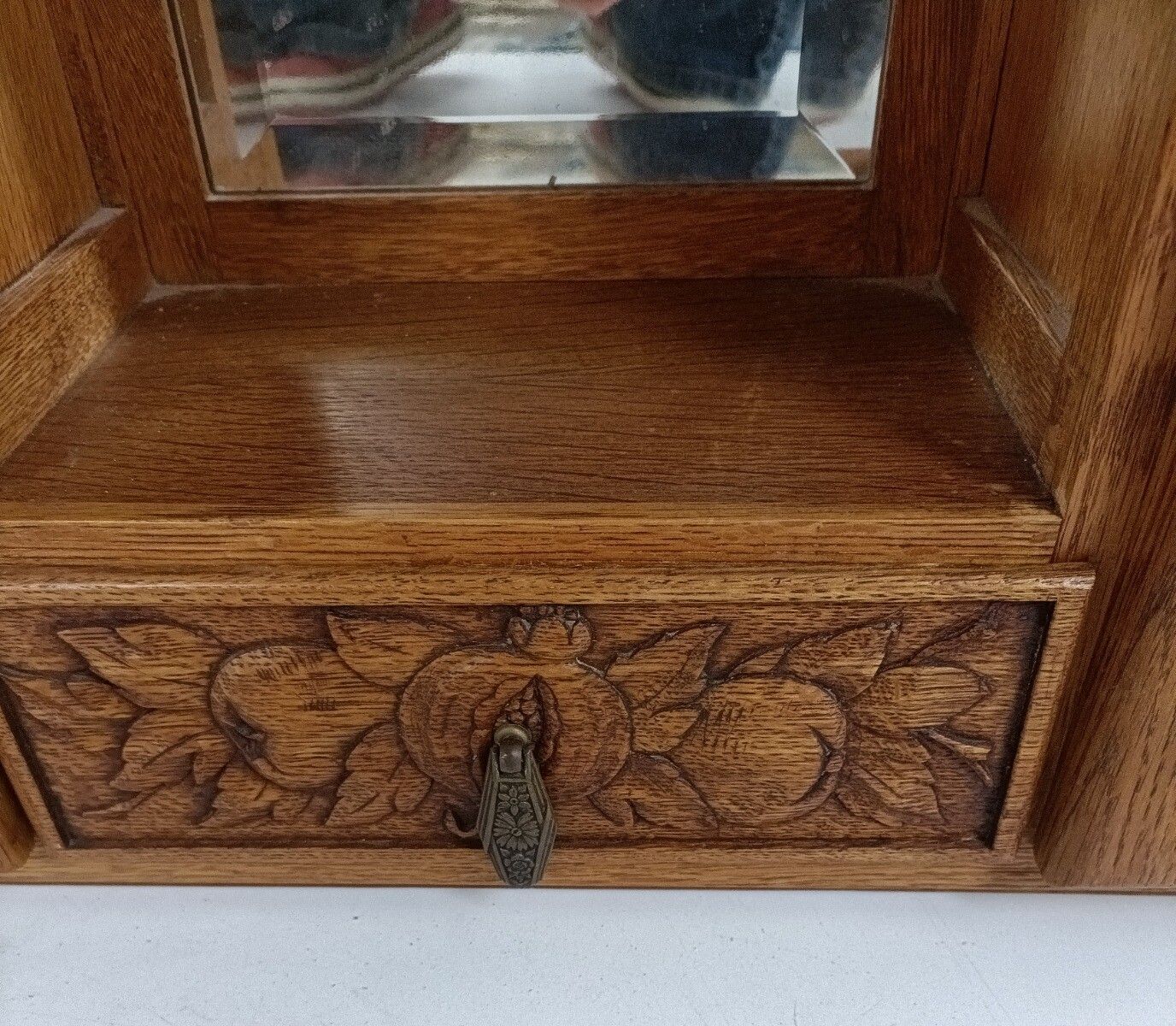 Double Antique Medicine Apothecary Kitchen Bathroom Cabinet Beveled Glass Art De photo 404.0