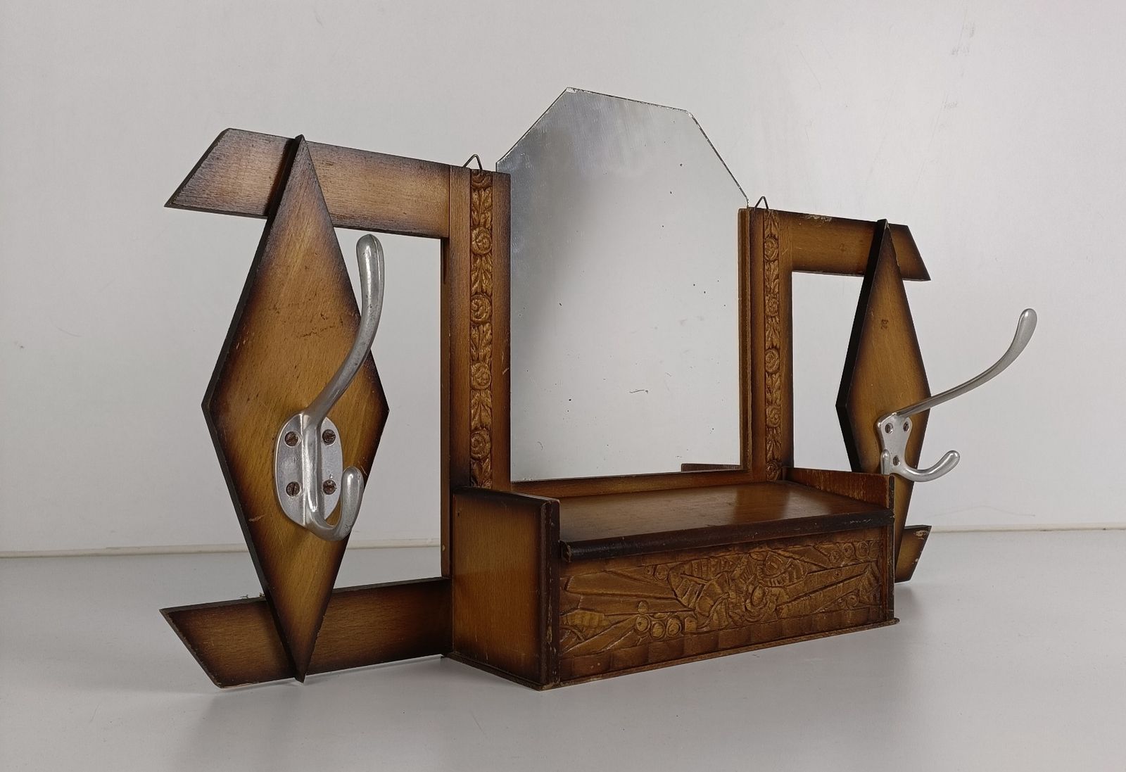 Art Deco Wall Hanging Medicine Apothecary Cabinet Coat Rack Antique Rare Funky photo furniture