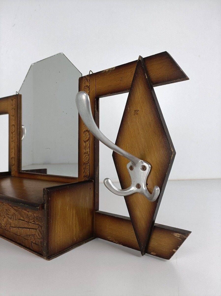 Art Deco Wall Hanging Medicine Apothecary Cabinet Coat Rack Antique Rare Funky photo Furniture