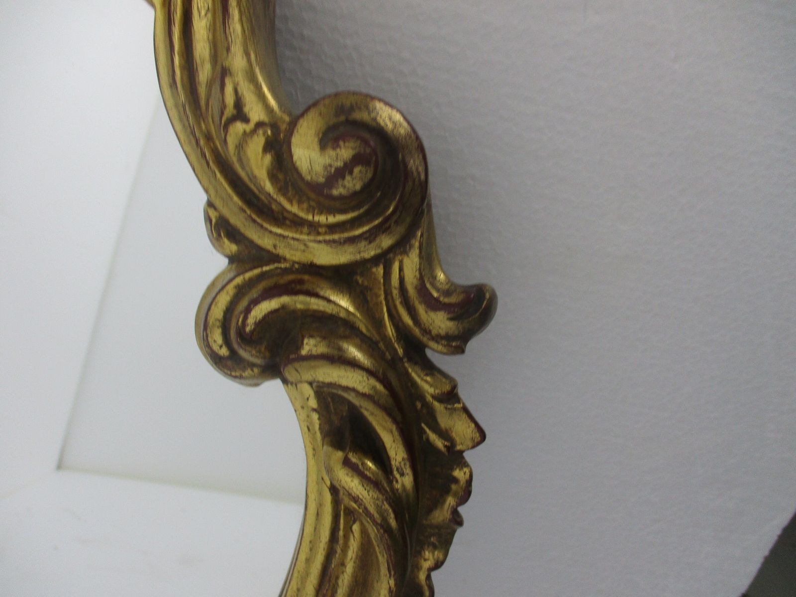Gorgeous Large Ornate Oval  Wood Wall Hanging Mirror Romantic Hollywood Regency photo for sale