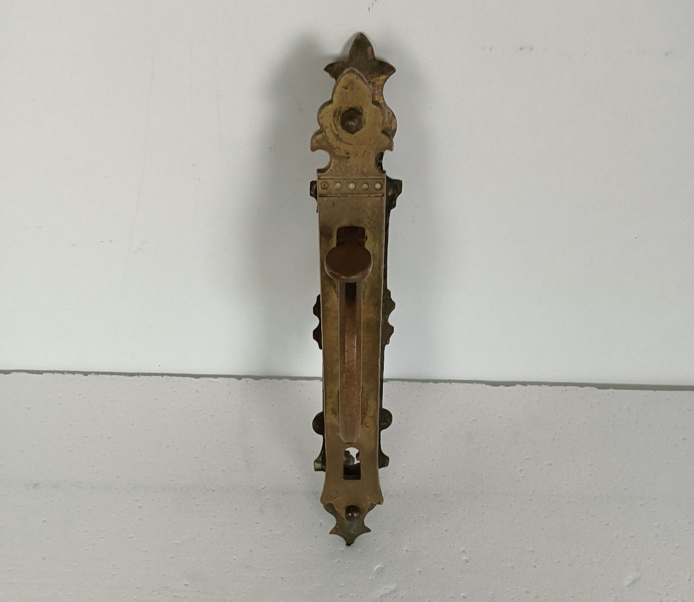 Large Antique Brass Door Pull Push Handle Reclaimed Architectural Ornate Art Nou photo furniture