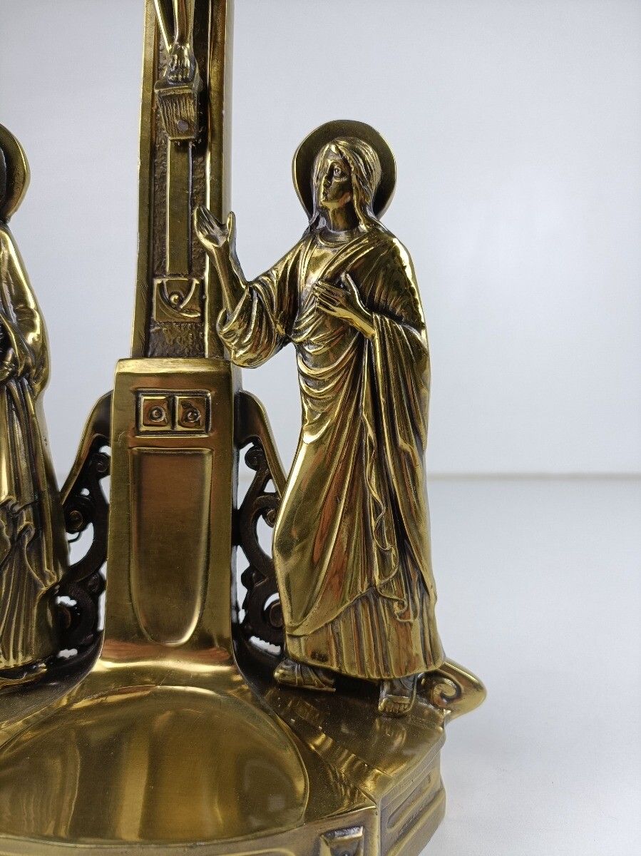 Standing Crucifix Spelter Cross Crucifixion Jesus Christ Golgotha Calvary Vintag photo buy