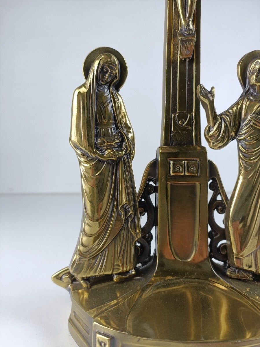 Standing Crucifix Spelter Cross Crucifixion Jesus Christ Golgotha Calvary Vintag photo vintage