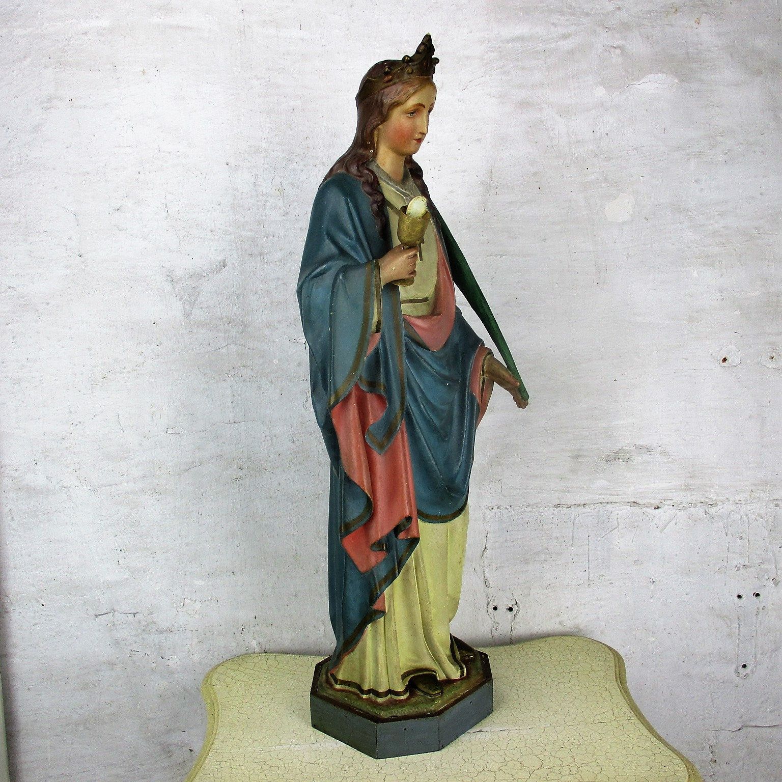 Xl Church Chapel Antique Plaster Statue Saint Barabara Great Martyr Holy Helpe photo 970.0