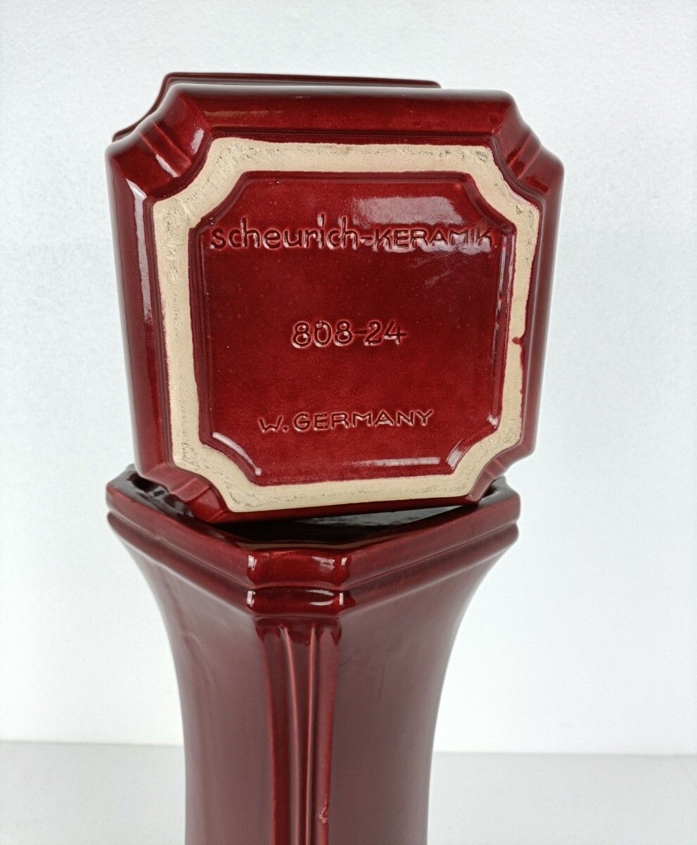 Vintage Planter Plus Pedestal Ceramic Pottery West Germany 1960 Scheurig Red Bea photo 303.0
