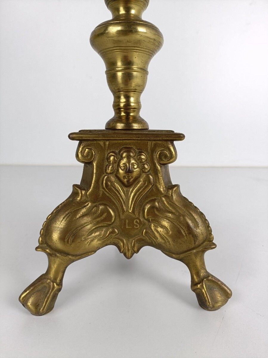 Large Antique Candle Holder Candlestick Church Altar Twisted Stem Monastery Bras photo Home Decor