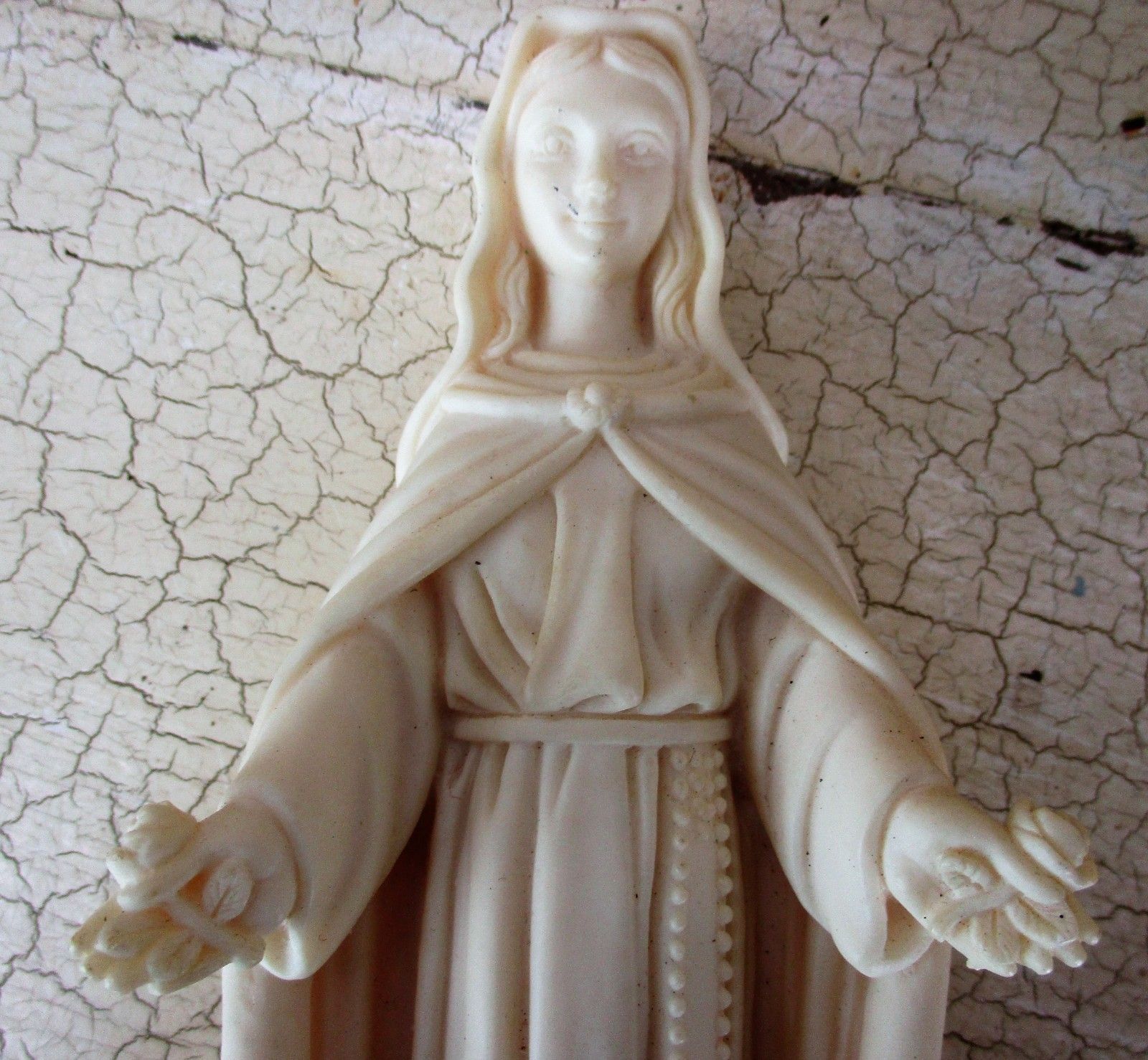 Statue Virgin Mary Our Lady Madonna Delle Rose Resin Marble Base Faro  Collector photo buy