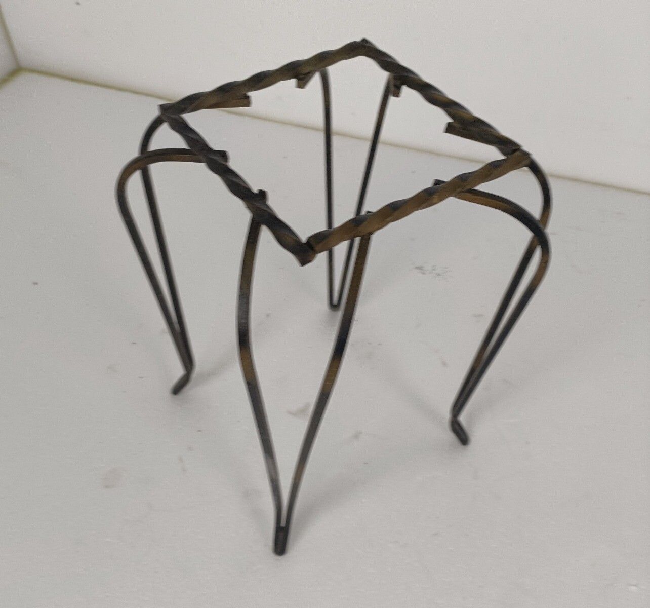 Vintage Side Table Plant Stand Ceramic Tile Mettlachgermany  Funky Wrought Iron photo vintage