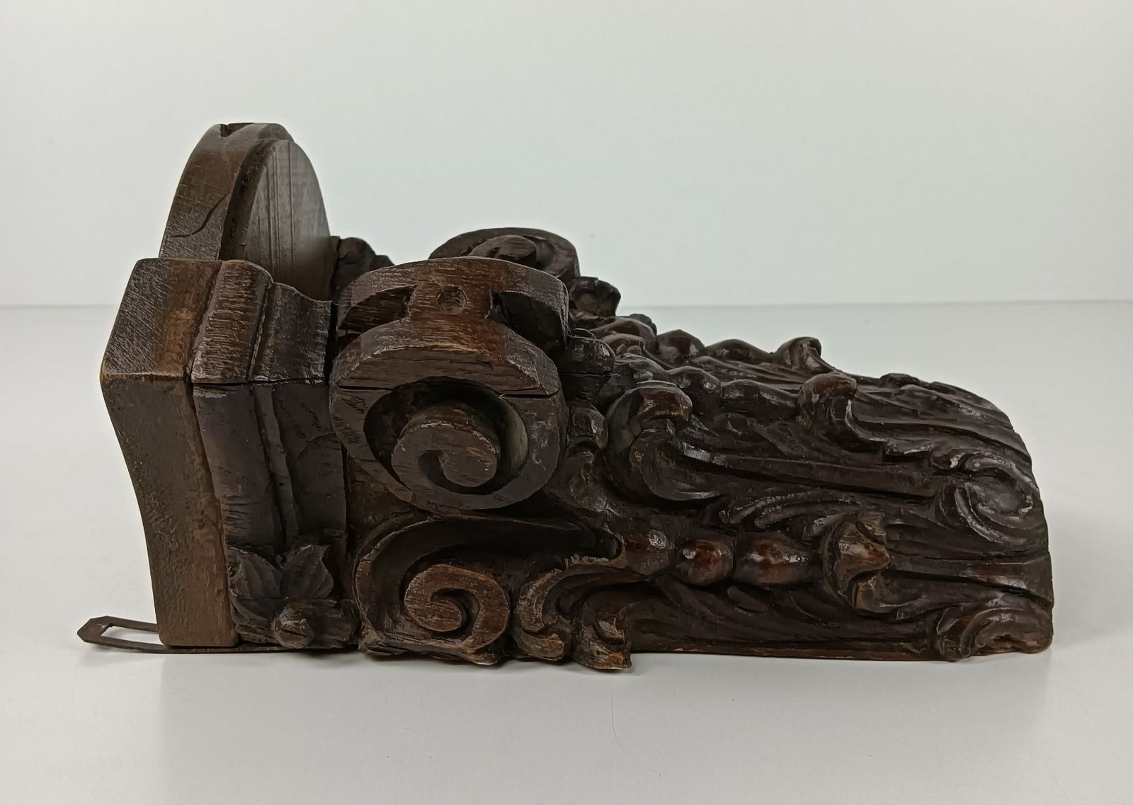 photo furniture Antique Ornate Hand Carved Wood Wooden Wall Hanging Console Shelf Corbel 18th C
