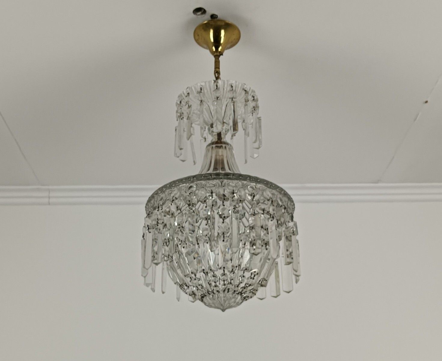 Small Bag Wedding Chandelier Glass Frame And Prisms Romantic Vintage 1 Light photo furniture