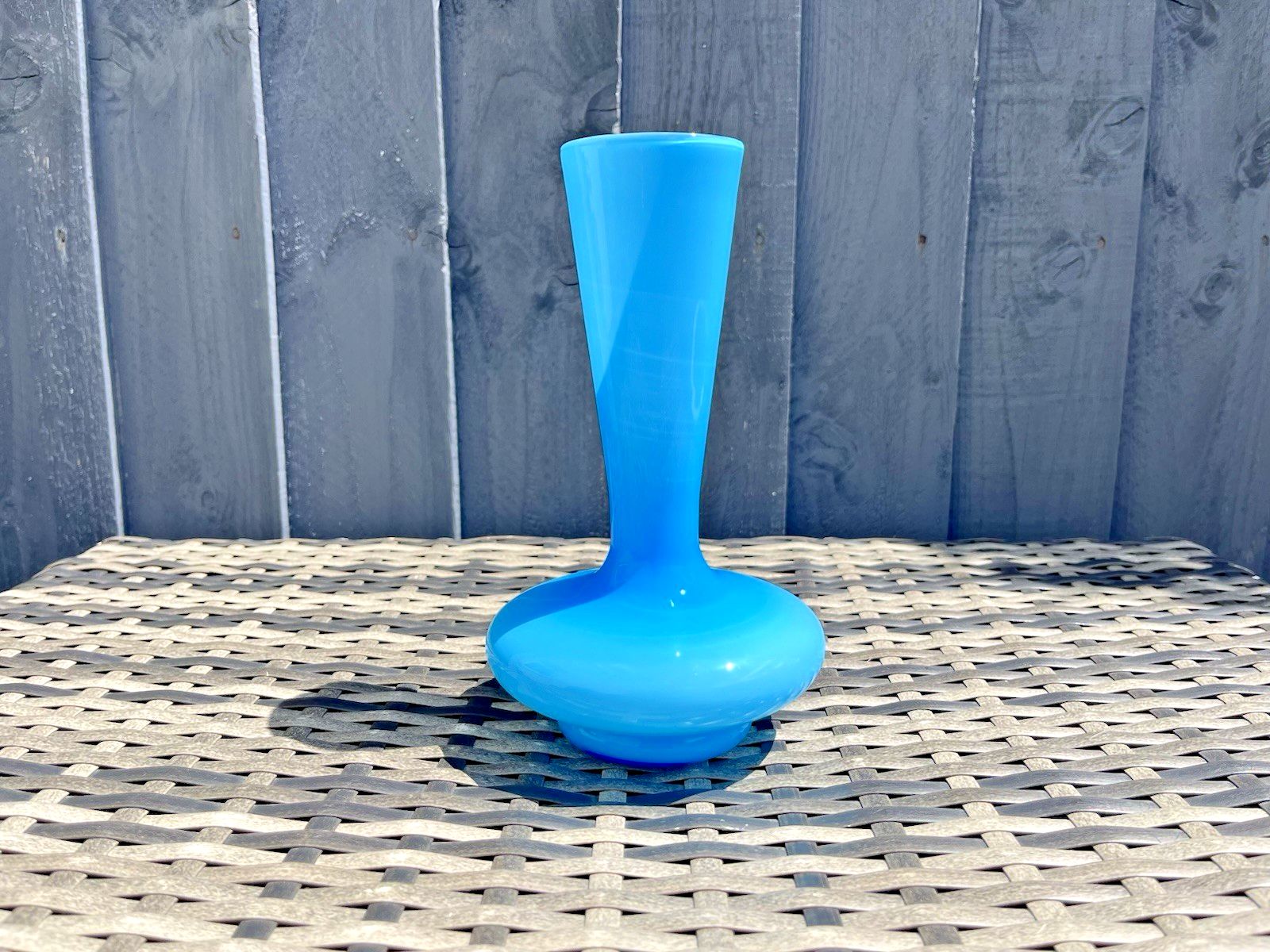 Space Age Sky Blue Italian Empoli Cased Glass Vase 70's Mid Century Scandi Style photo Home Decor