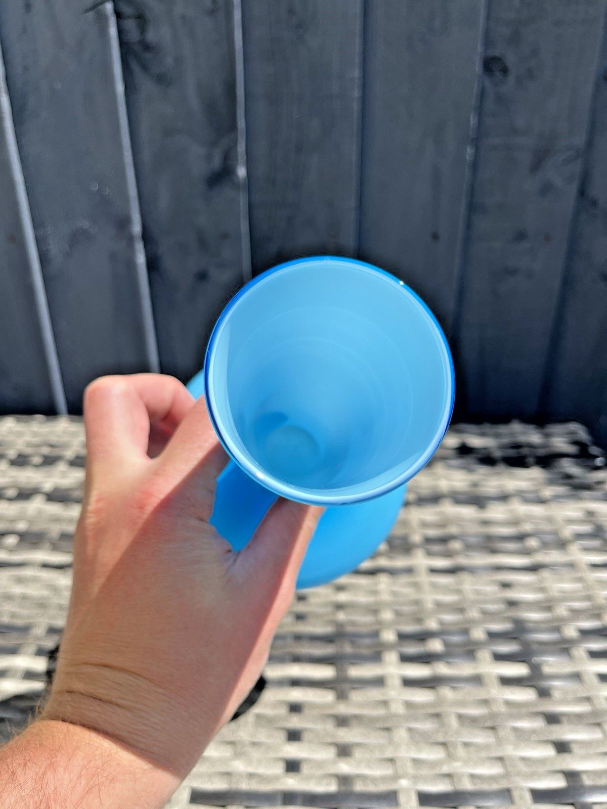 Space Age Sky Blue Italian Empoli Cased Glass Vase 70's Mid Century Scandi Style photo vintage